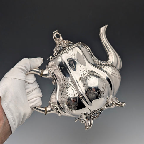 Late 19th Century British Antique Silver Plate Teapot Shaw & Fisher